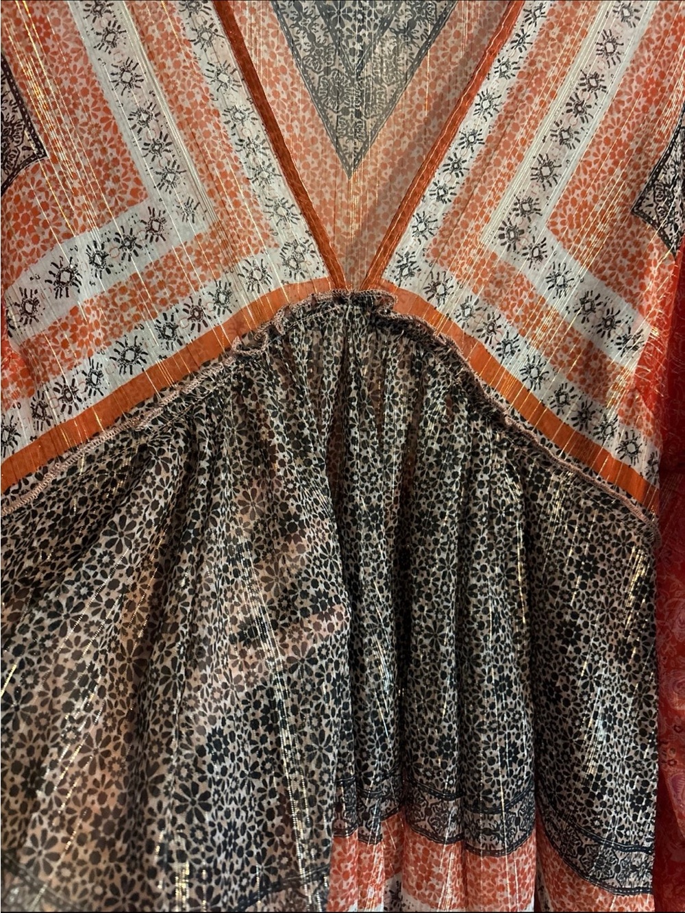 Free People Rust Multi Boho V-Neck Tunic - Picture 2 of 3
